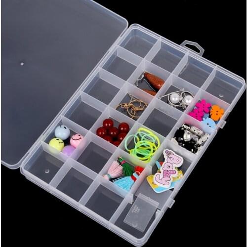 24Slots Multi Grids Adjustable Transparent Plastic Jewelry Storage Box Craft Beads Organizer for Component Nail Art Tip Case