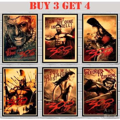 24Style Choose Classic Movie 300 Spartan Warriors Movie Art Silk Print Poster 42X30cm