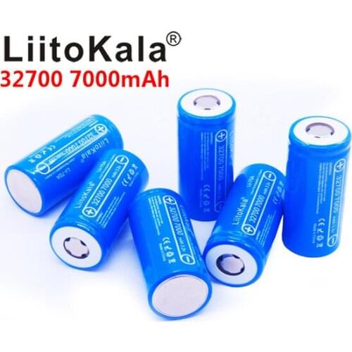 35pcs LiitoKala 32700 cells lifepo4 7000 mah 3.2 V rechargeable battery with flat top LiFePO4 for flashlight 32700 battery 6500