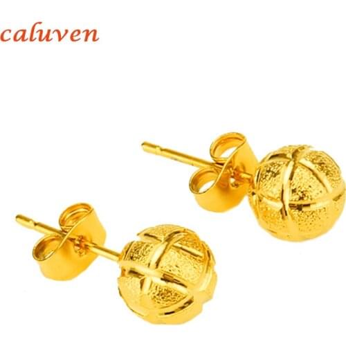 8MM Arab Gold Color Mini Earrings Bead for Women/Girls Round Ball African Earring Ethiopian Jewelry,Nigeria,Congo