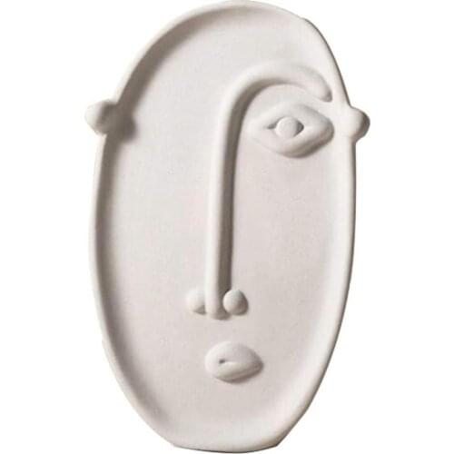 9 Inch Tall Ceramic Modern Arts Face Vase Abstraction Head Flowers Vase Decoration for Living Room Office Home Table