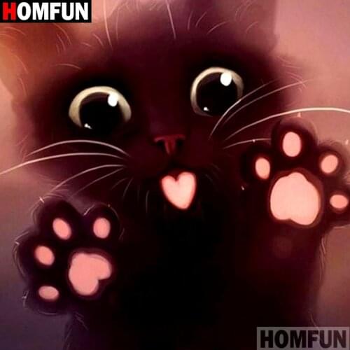 HOMFUN Full Diamond "Cartoon cat" DIY 5D Diamond Painting Cross Stitch Home Decor Picture Of Rhinestone Handmade A17231