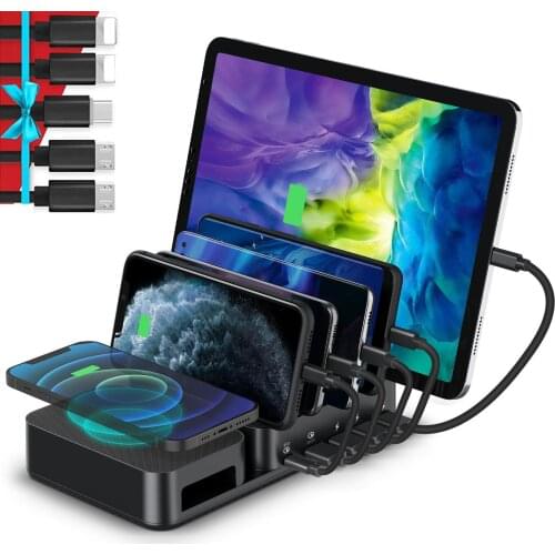 Multi USB Wireless Charger Stand PD 20W For iPhone 8 plus 11 12 pro max Type C usb plug QC 3.0 Fast Charging For Samsung Xiaomi