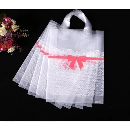 38x43cm Large Clear Plastic Gift Bag Favor Jewelry Boutique Gift Packaging Plastic Shopping Bags With Handle Garment Bag