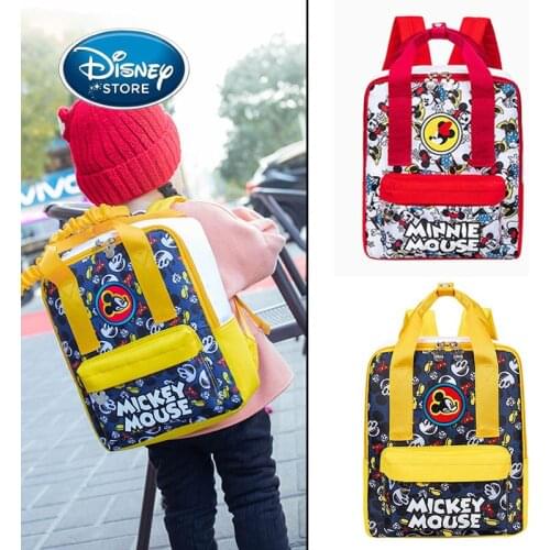 Disney Anti-lost Baby Backpack Mickey Mouse Children Bag Girl Boy Backpack Toddler Kid Schoolbag Cartoon Bag Free Anti-lost Rope