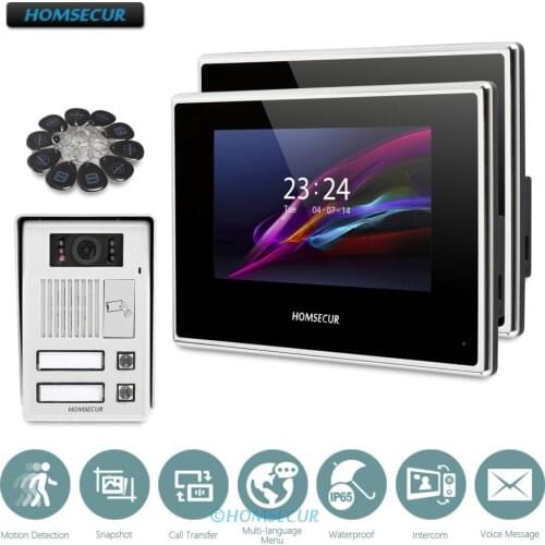 HOMSECUR 7inch Video Door Entry Security Intercom with Motion Detection for 2 Families BC112-2+BM718-B