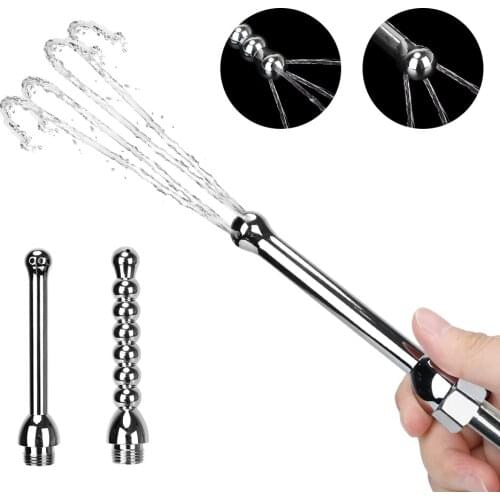 Sex Tools for Couples Anus Clean Plug Kit Vaginal Cleaning Shower Nozzle Aluminum Alloy Anal Enema Cleaner Anal Beads