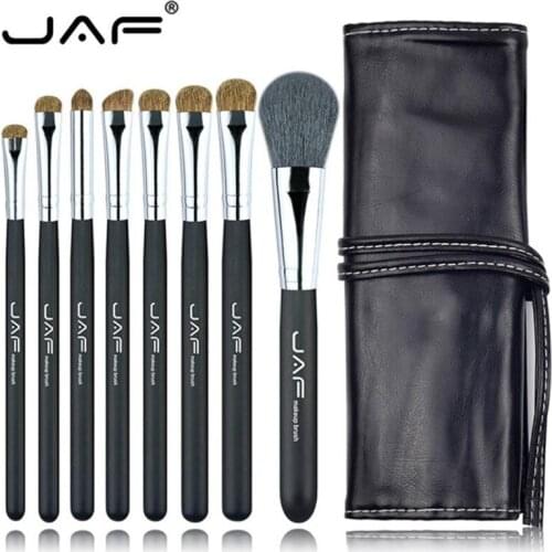 JAF 8pcs Make Up Brush Set With PU Bag Soft Animal Hair Powder Eyeshadow Brush brochas maquillaje profesional 15#902