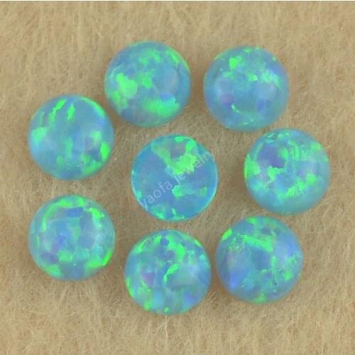 Loose opal stones 2mm-10mm round cabochon falt base OP73 green lab grown opal jewelry stone