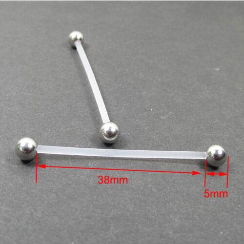 2 Pieces 1.6x38x5mm 14G Fashion Stainless Steel Ball Flexible Barbell Ring Soft Industrial Barbell Body Piercing Jewelry