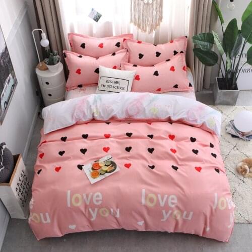 Love Heart Pattern 4pcs Bed Cover Set Lovers Duvet Cover Adult Child Bed Sheets And Pillowcases Comforter Bedding Set 61075
