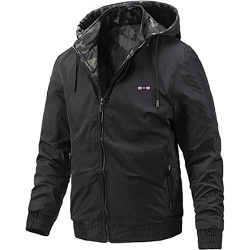 Men eden Casual Hooded Jacket on both side hombre fashion Windproof Coats Male Jacket High Quality Outerwear homme park coat