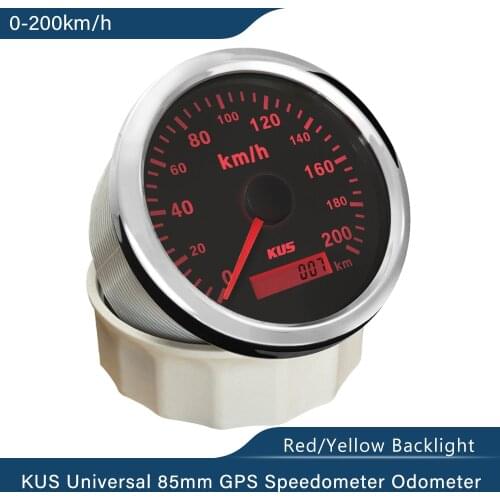 New 85mm KUS GPS Speedometer 120KM/H for boat vessel yacht with antenna 12V 24V With Red/Yellow Backlight
