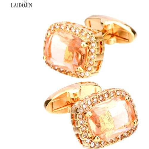 LAIDOJIN Jewelry Classic Square Cufflinks for Mens High Quality Brand Blue Cats Eye Stone Cufflinks Wedding gemelos