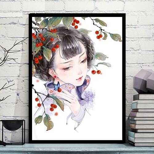 MaHuaf-A1323 Costume traditonal woman DIY oil painting by numbers abstract artwork canvas painting for living room home decor