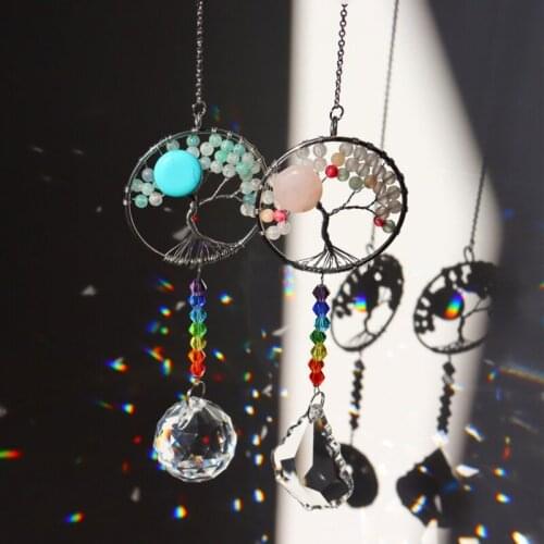 Metallic Wind Chimes Crystal Pendant Prisms Hanging Suncatcher Rainbow Window Curtains Pendant Home Decor