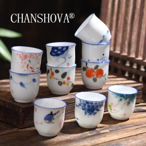 CHANSHOVA 50ml Chinese style Handpainted Ceramic tea cup saucer set coffee cup saucer set Drinking Utensils China porcelain H583