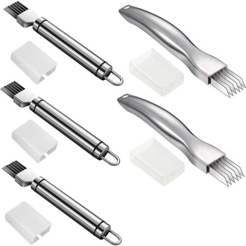 5 Pcs Shred Silk Knife Set,Stainless Steel Scallion Cutter Vegetable Onion Garlic Cutter,Manual Green Onion Slicer