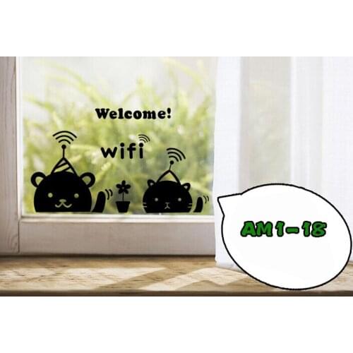 5p Bear Hotel store shop office glass wall window adhesive service warning sticker wifi coffee chat service sign sticker +B