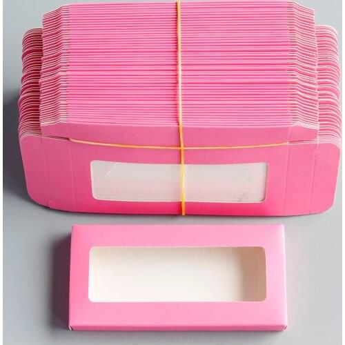 Newest 50 Pcs/Lot Colors Eyelash Cases Box Packaging Bulk Wholesale Black/Pink/Purple Empty Lash Paper Boxes Package With Tray