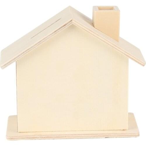 2018 New Children Baby Handmade DIY Baipi Wooden Coin House Piggy Bank Chalet Save money Base Art Decor Toy Collectible Ornament