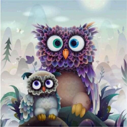New Arrivals 5D DIY Full Round Diamond Painting Cute Cartoon Owl Cross Stitch 3D Embroidery Rhinestone Mosaic Home Decor Y1423