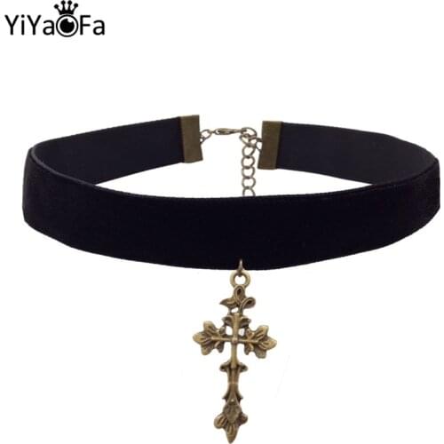 YiYaoFa Cross Necklace Handmade Vintage Choker Necklace & Pendant Jesus Jewelry for Women Accessories DD-13
