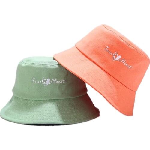 Cotton Love Embroidery Bucket Hat Fisherman Hat Outdoor Travel Hat Sun Cap Hats for Men and Women 370