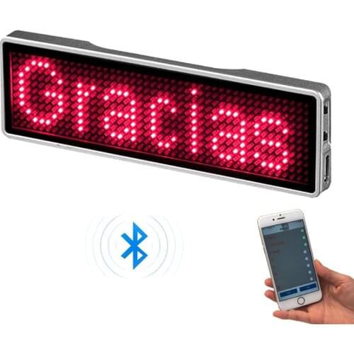 Rechargeable Bluetooth Digital LED Badge Insignia DIY Programmable Scrolling Message Board Mini LED Display LED Name Tag