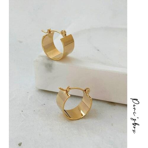 PerisBox Gold Color Copper Chunky Wide Hoop Earrings For Women Minimalist Small Silver Color Hypoallergenic Hoop Earring