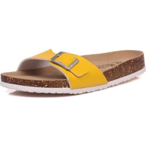 Summer Women Cork Platform Beach Slippers Metal Buckle Casual Flat Clogs Sandals Fashion Mixed Colors Print Girl Open Toe Slides