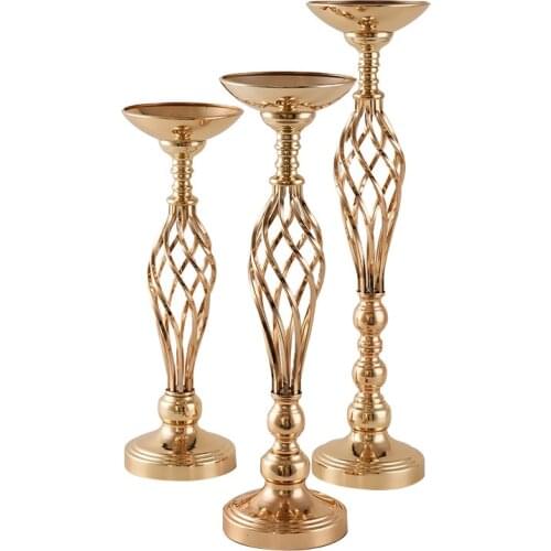 European Style Lron flower Stand Metal Candle Holders Large Size Gold Holiday Wedding Home Decoration Candlestick