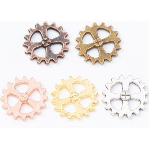 10pcs 14*14mm 5Colors Steampunk Type Gear Pendant Zinc Alloy Rose Gold Gears For Jewelry Diy Making Findings