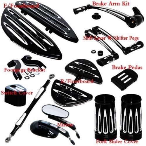 Heel Toe Shift &Linkage& F&R Passenger Driver Floorboard & Pedal & Fork Shock Slide & Rearview Mirrors For Harley Touring Models