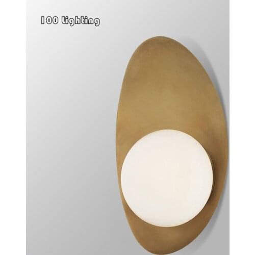 Modern Oval Metal LED Wall lamps White Glass Parlor Bedroom Wall Sconce Surface Mount Golden 90-260V Loft Wall Light Fixtures