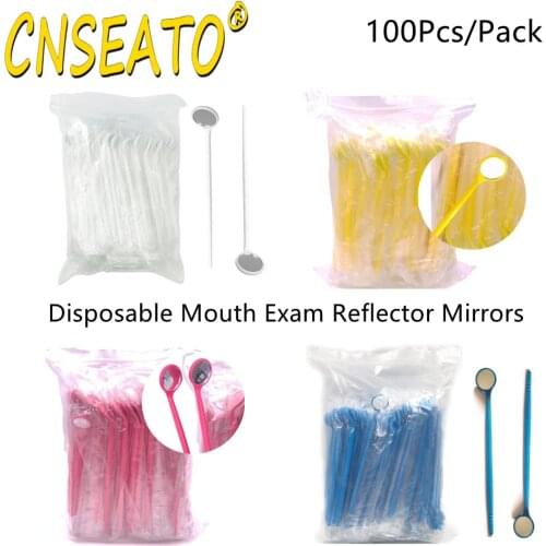 Dental Intraoral Mirror Front Surface Exam Reflector Inspection Mouth Mirrors Anti Fog Handle Plastic Disposable Dentist Tool