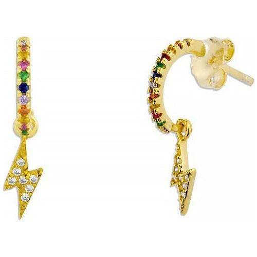 DARK DIAMOND-earrings lightning with zircons in 925 sterling silver plated in 18 carat gold