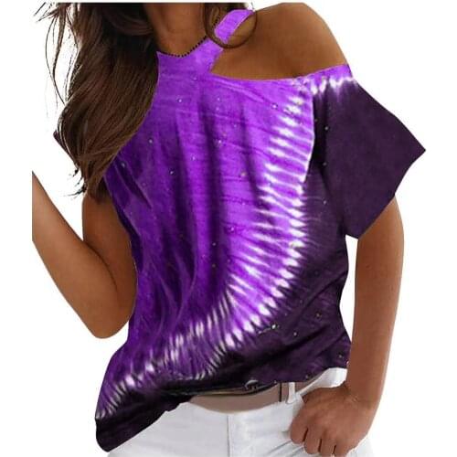 Womens Top Oversized T-Shirts Summe Loose Tops Hollow Out O-Neck Short Sleeve Tie-dye Print T Shirt Women Y2K Ropa Mujer Kawaii