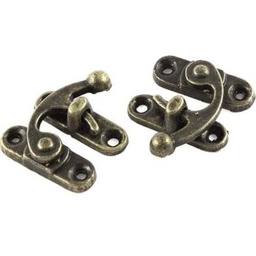 UXCELL 2Pcs 33Mmx29mm Antique Brass Color Jewelry Cigar Box Hasp Hook Lock Latch For Tool Jewelry Necklace Box Or Other Cases