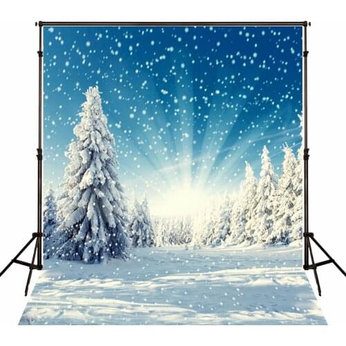 VinylBDS Winter Photography Backgrounds Deodar Photo Backdrop Sunshine Snowfield Winter Backdrops For Children Photo Studio