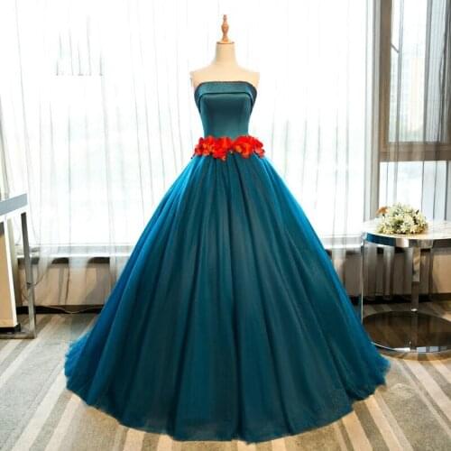 Angelsbridep Boat Neck Satin Quinceanera Dresses Sash With Red Flowers Ball Gowns Sweet 16 Dress Vestidos De 15 Anos Custom Made