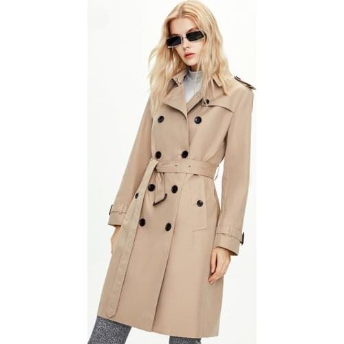 2021 Spring Female Coat Long Loose Trench Coat For Women’S England Double Breasted Khaki Women Windbreaker Larger Size Overwear