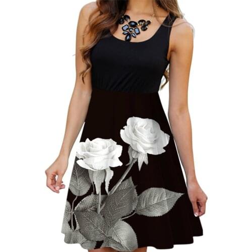 Floral Boho Midi Dress Women Summer Sleeveless Tank Dress O-Neck Slim High Waist Patchwork Casual Vintage 3D Print Vestidos 2021