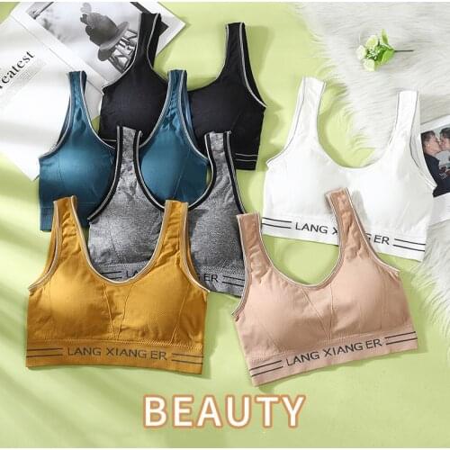 1PC New Letter Sports Bra Top Push Up Fitness Running Yoga Bra Underwear Cotton Sport Tops For Women Gym Wear Solid Sportswear