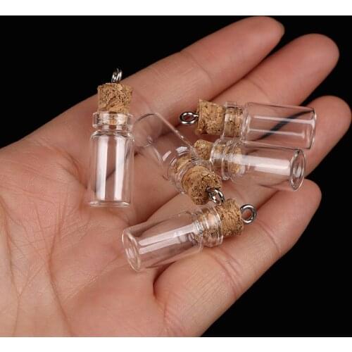 10Pcs Mini Small Glass Bottles with Clear Cork Stopper Jars Tiny Wedding Vials Message Favor Containers Jewelry New
