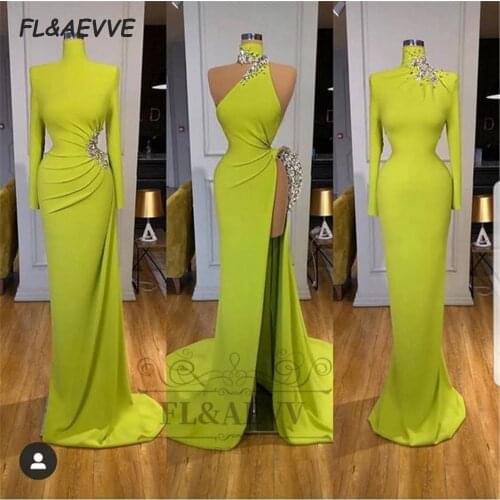 2021 Mermaid Evening Dress Long Sleeves Satin Corset Lace Up Floor Length Evening Prom Party Gowns