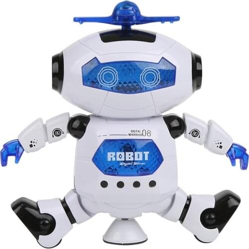 21CM Robot Toys Cute Electric Dancing Rotating Space Robot Musical Walk Light Electronic Dancer Robot Toys For Children Gift