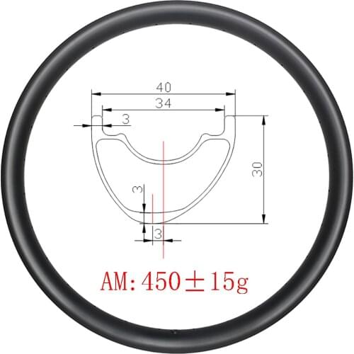 27.5 MTB AM ENDURO 40x30mm carbon rim tubeless clincher Asymmetric 40mm width 24H 28H 32H UD 3K 12K 650B all mountain bike wheel