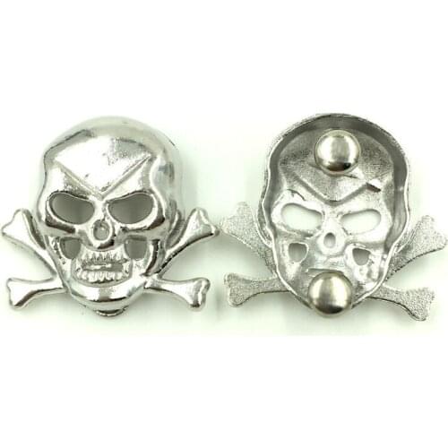 50Sets Silver Tone Halloween Skull Skeleton Bone Garment Rivets Spike Studs Spots Crafts Shoes Making 29x33mm