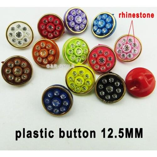 50PCS 12.5MM rhinestone BUTTON Decorative mixed Acrylic buttons for coat boots sewing clothes accessoyR-080